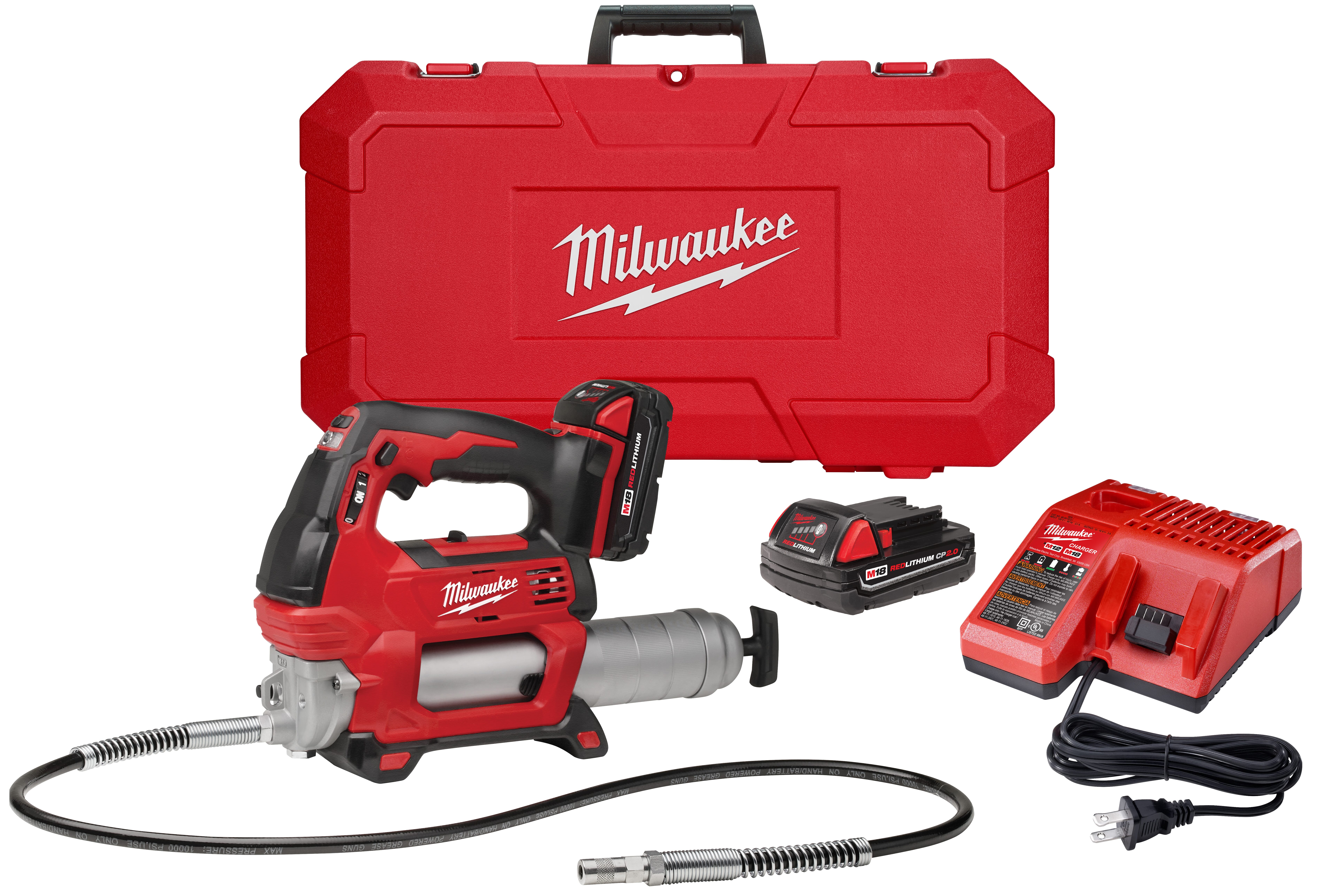 Milwaukee® M18™ 2646-22CT 2-Speed Cordless Grease Gun Kit, 14.5 oz Cartridge, 10000 psi Operating